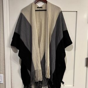 Do Everything in Love Black, Gray, and Cream Poncho